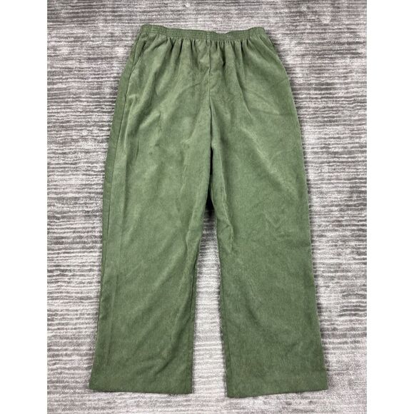 Alfred Dunner Pants Womens 16 Green Baby Corduroy Polyester‎ Blend Pull On - Picture 1 of 10